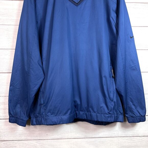 Nike Golf Y2K V Neck Long Sleeve Pullover Blue Front Pockets Windbreaker Men's L - Picture 4 of 10